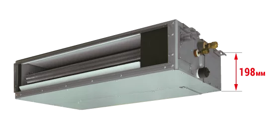 Канальный блок мультисплит-системы General серии Flexible R32 KSLAP имеет высоту всего 198 мм