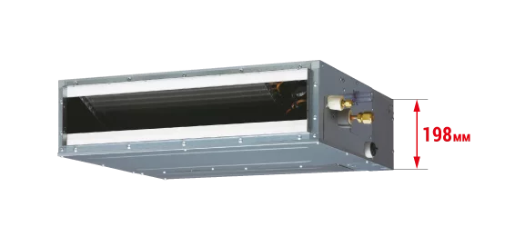 Канальный блок мультисплит-системы General серии Flexible R32 KLLAP имеет высоту всего 198 мм
